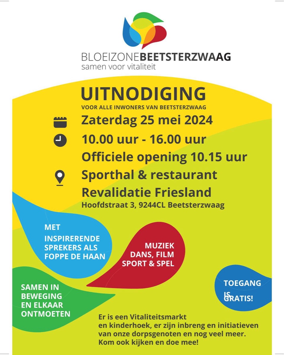Uitnodiging aftrap Bloeizone Beetsterzwaag op 25 mei 2024